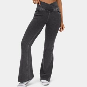 NWOT HalaraMagic Denim Flare Criss Cross waist pants